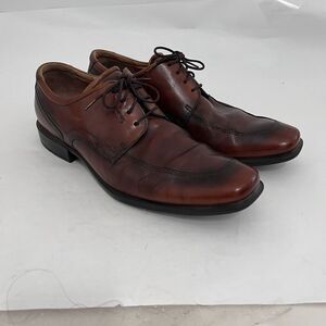ECCO Mens 10 (EU 43) Amber Brown Leather Oxford Dress Shoes Lace Up Comfort